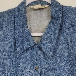 Paisley Print Women Button Down Short Sleeve Made in USA